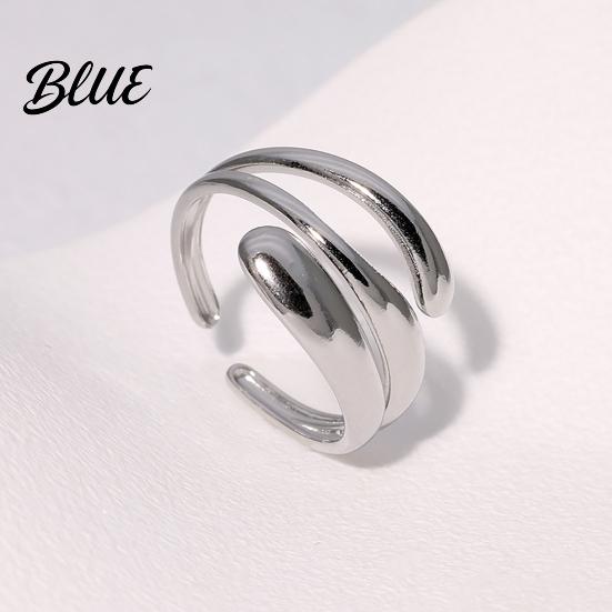 Wide Band Ring Women Finger Minimalist V-Shaped Geometric Shape Adjustable