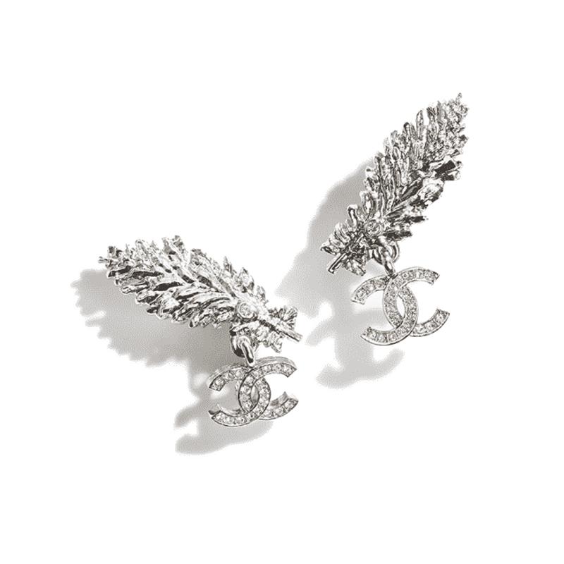 

Chanel 25S Spring Summer Feather Design Metal Earrings Women earrings Silver ABF702-B20547-U0902 Box+Shopping Bag