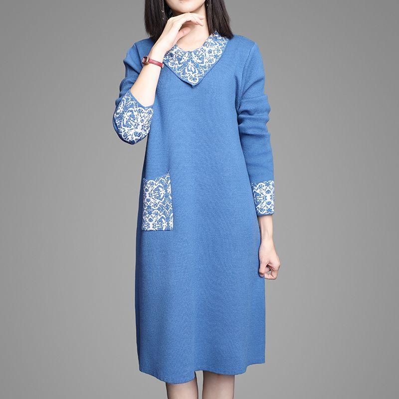 Autumn Winter Women's Thick Sweater Dress Loose Plus Size Knitted Dress Mid-Length Casual Dresses