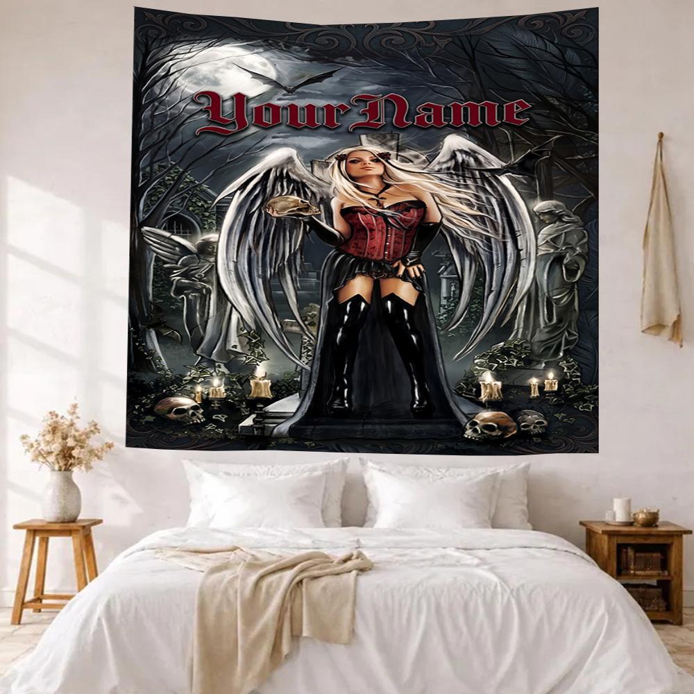 Gothic Illustrations Custom Your Name Wall Decor Tapestry Art For Pet Memorial Birthdaywedding Party Backdrop Family Gift