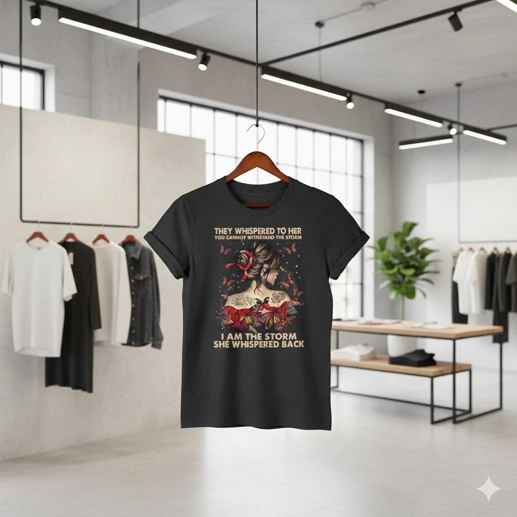 I Am The Storm Inspirational Butterfly Woman Vintage Graphic T-Shirt - S039 XL