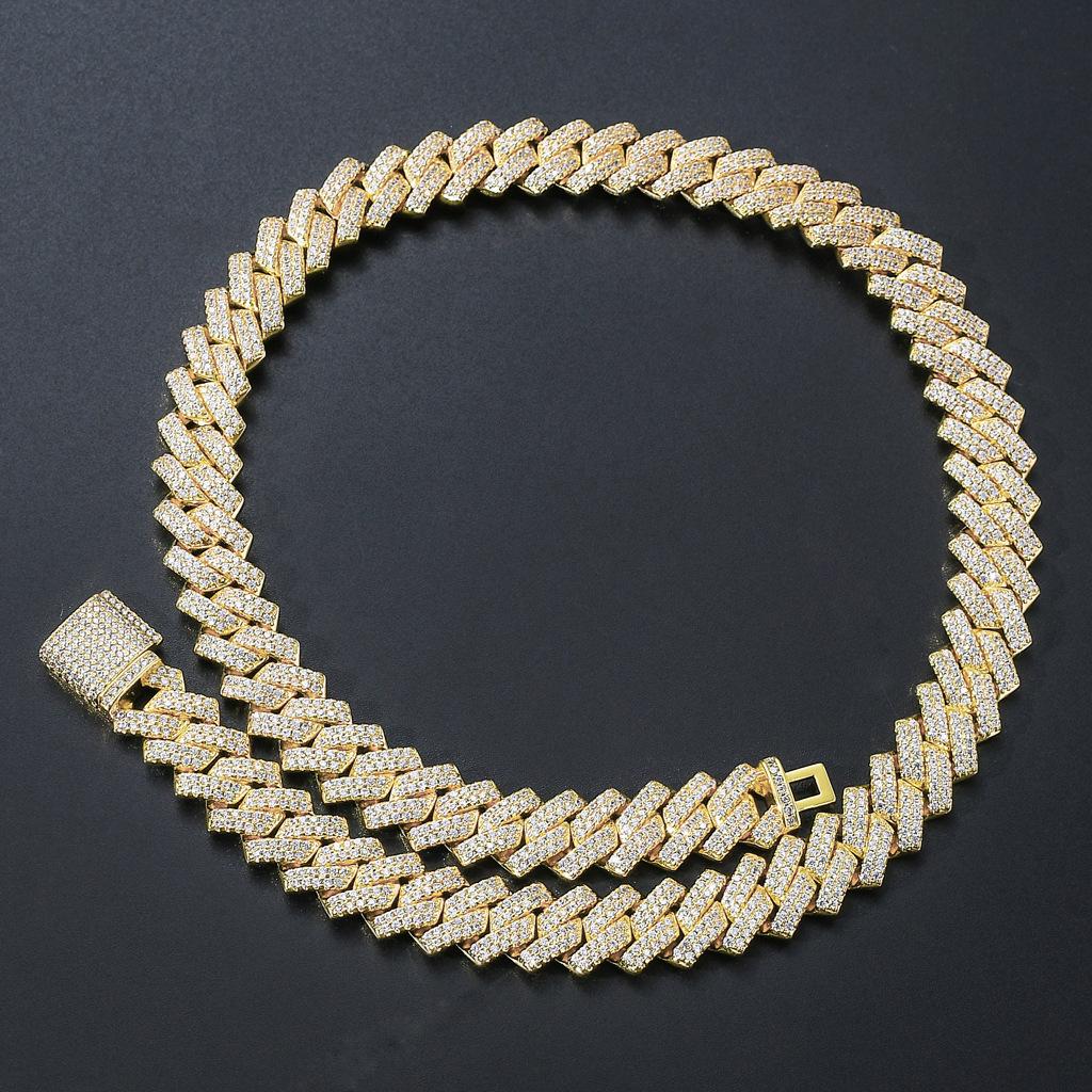 European-American Men's 14mm Zircon Cuban Chain Hip Hop Necklace