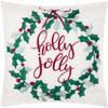 Furn Holly Jolly Embroidered Wreath Christmas Cushion Cover