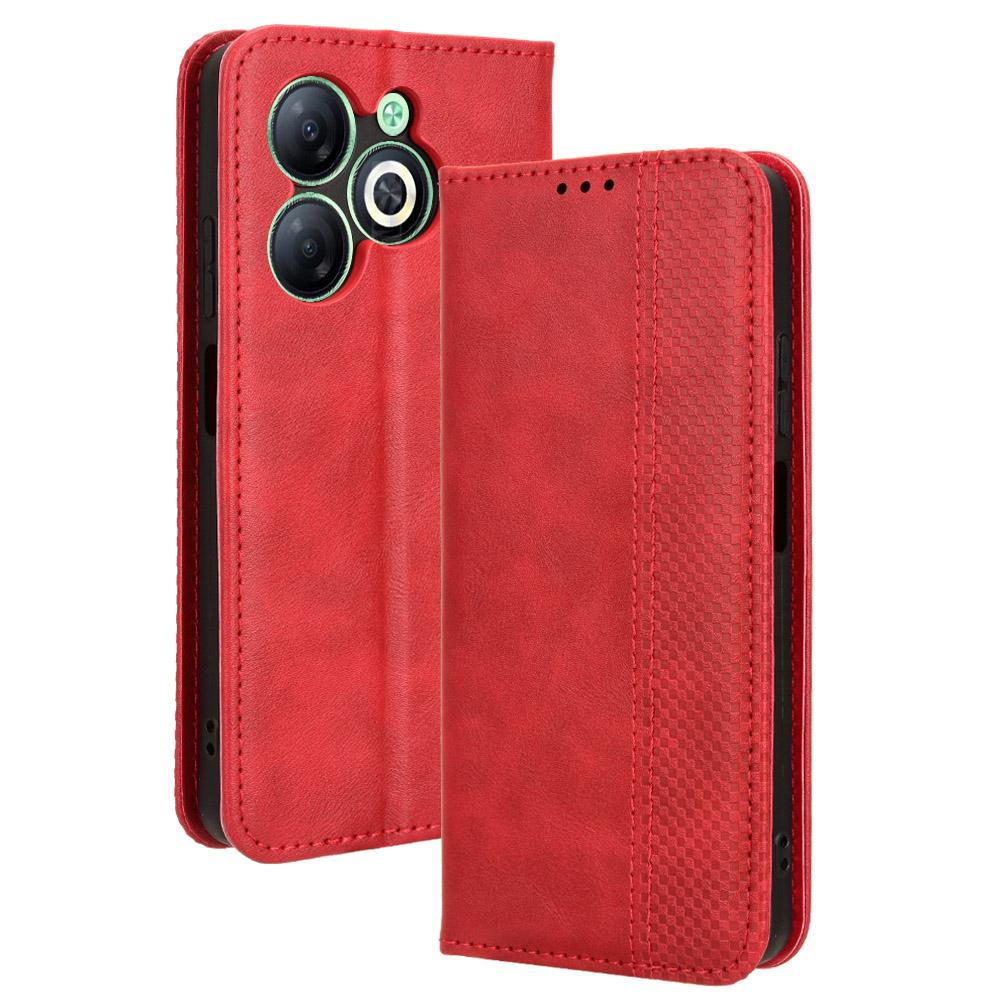 For itel Power 55 5G Leather Case Wallet Stand Retro Texture Phone Cover