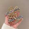 Bow checkerboard hairpin female design hair accessories back head hair disc catch metal shark clip