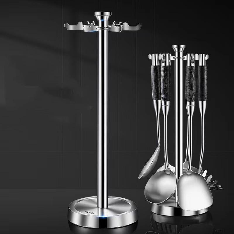 Ebony & Stainless Steel Kitchen Utensil Set with Spatula and Ladle