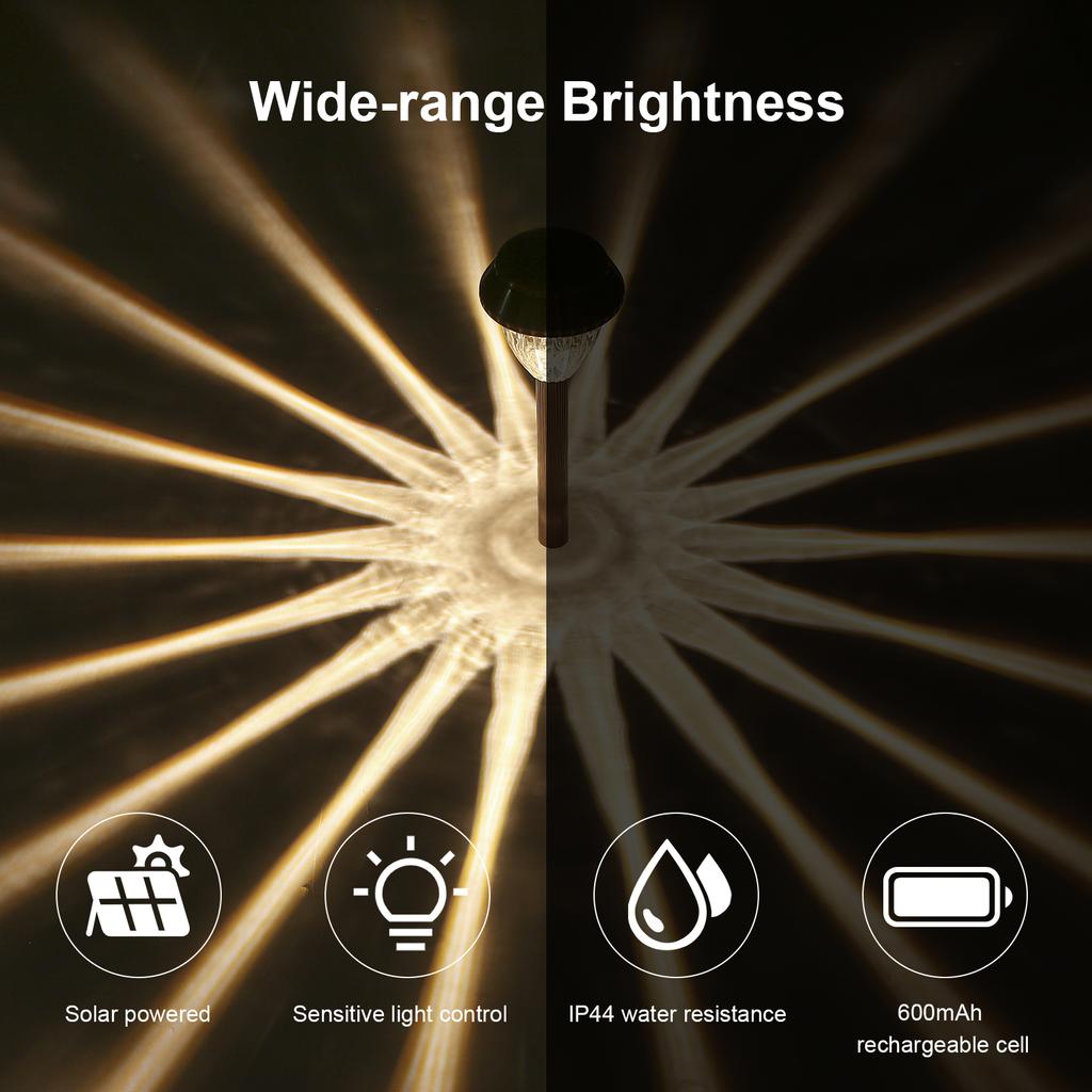 4 PCS Solar Powered Energy LEDs Lawn Light Spike Lamp Sensitive Light Control/ IP44 Water