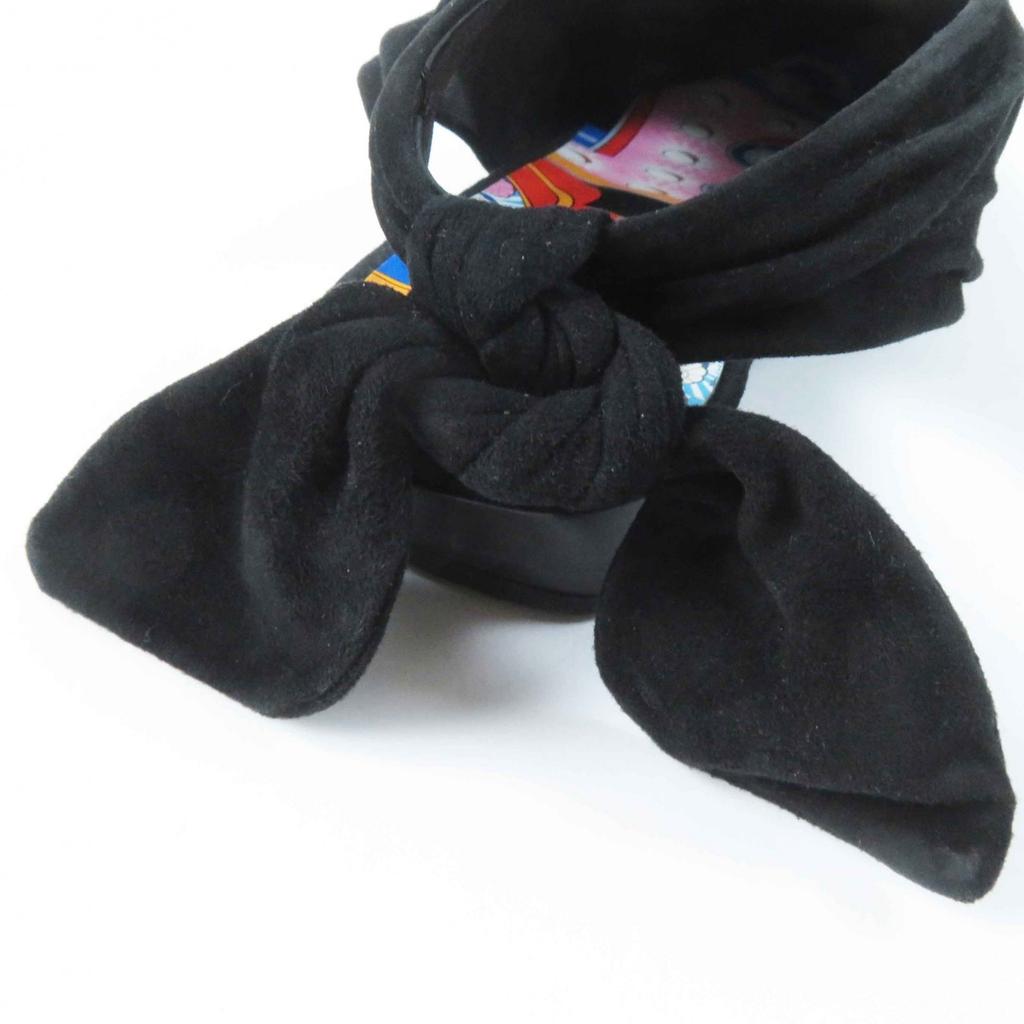 Great HERMES pumps Back ribbon pointed toe black Suede leather Women 36 221013Z Used