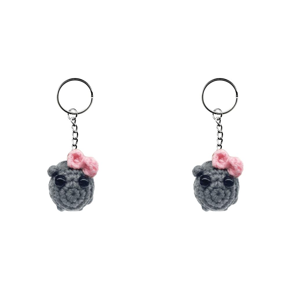 

- Sad Hamster Keychain Sad Hamster Plush Toy Crocheted Dolls (Hamster with Bow)