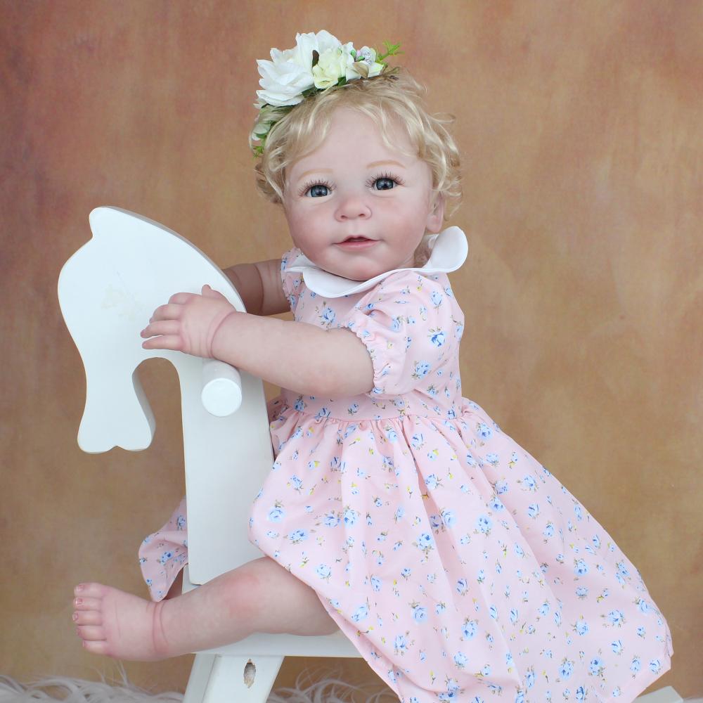 BZDOLL 55 CM 22 Inch 3D-Paint Skin Soft Vinyl Reborn Baby Toddler Finished Doll Have Blood Vessels and Bloodshot Cloth Body Lisa Girl Toy
