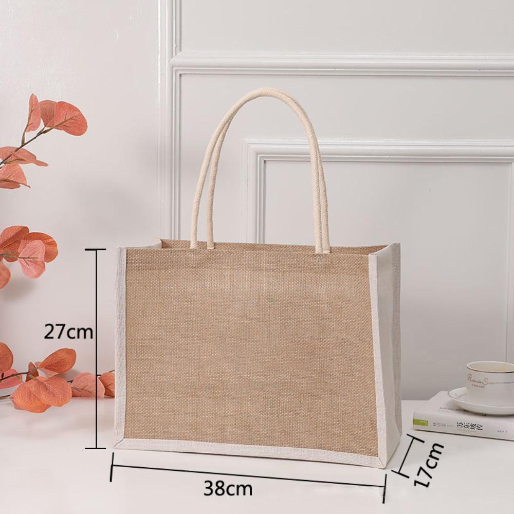 Portable Imitation Linen Bag Hand-painted Large Capacity Beach Tote Bag Bridesmaid Gifts Bag
