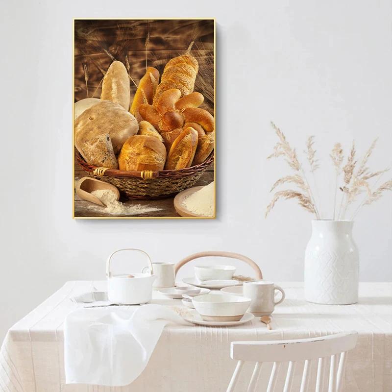 Bread Kitchen Theme Posters and Prints Canvas Printing Wall Modern Art Picture for Restaurant Living Room Home Decoration