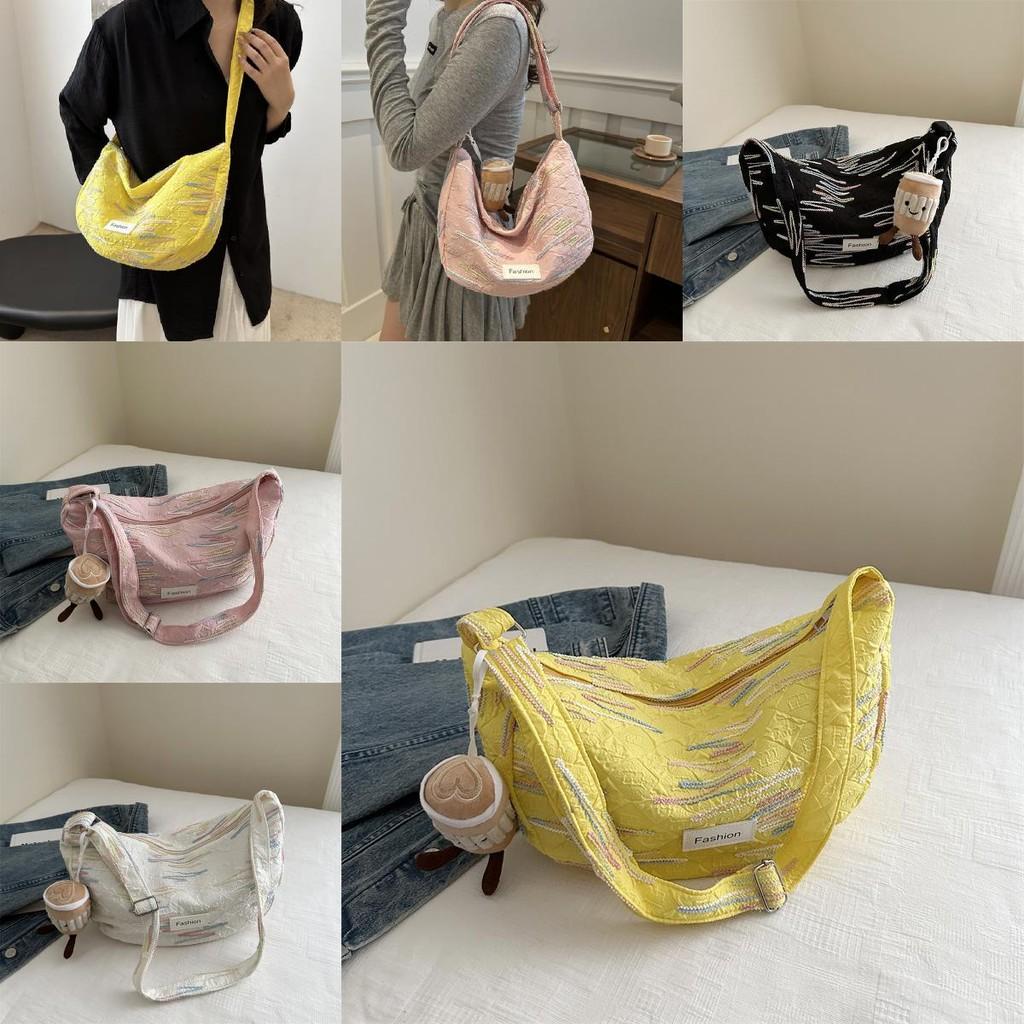 Large Capacity Summer 2024 Trendy Canvas Tote Bag Fashionable Street Style Shoulder Bag