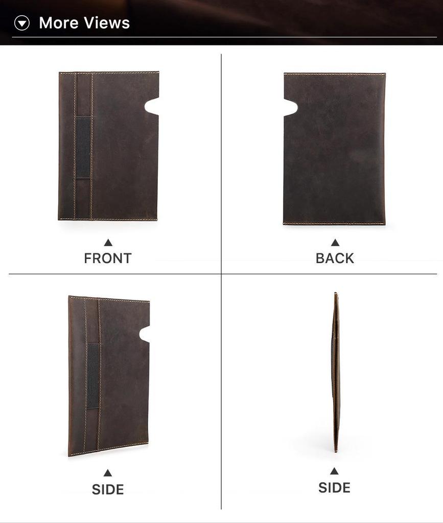 A5 Crazy Horse Leather Notebook Cover with Pen Slot - Handmade Cowhide Simple Wipe-Open Design