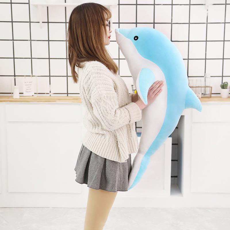 30-160cm Soft Dolphin Plush Toy Cute Stuffed Animal Pillow Nap Cushion Creative Birthday Gift for Girls and Kids