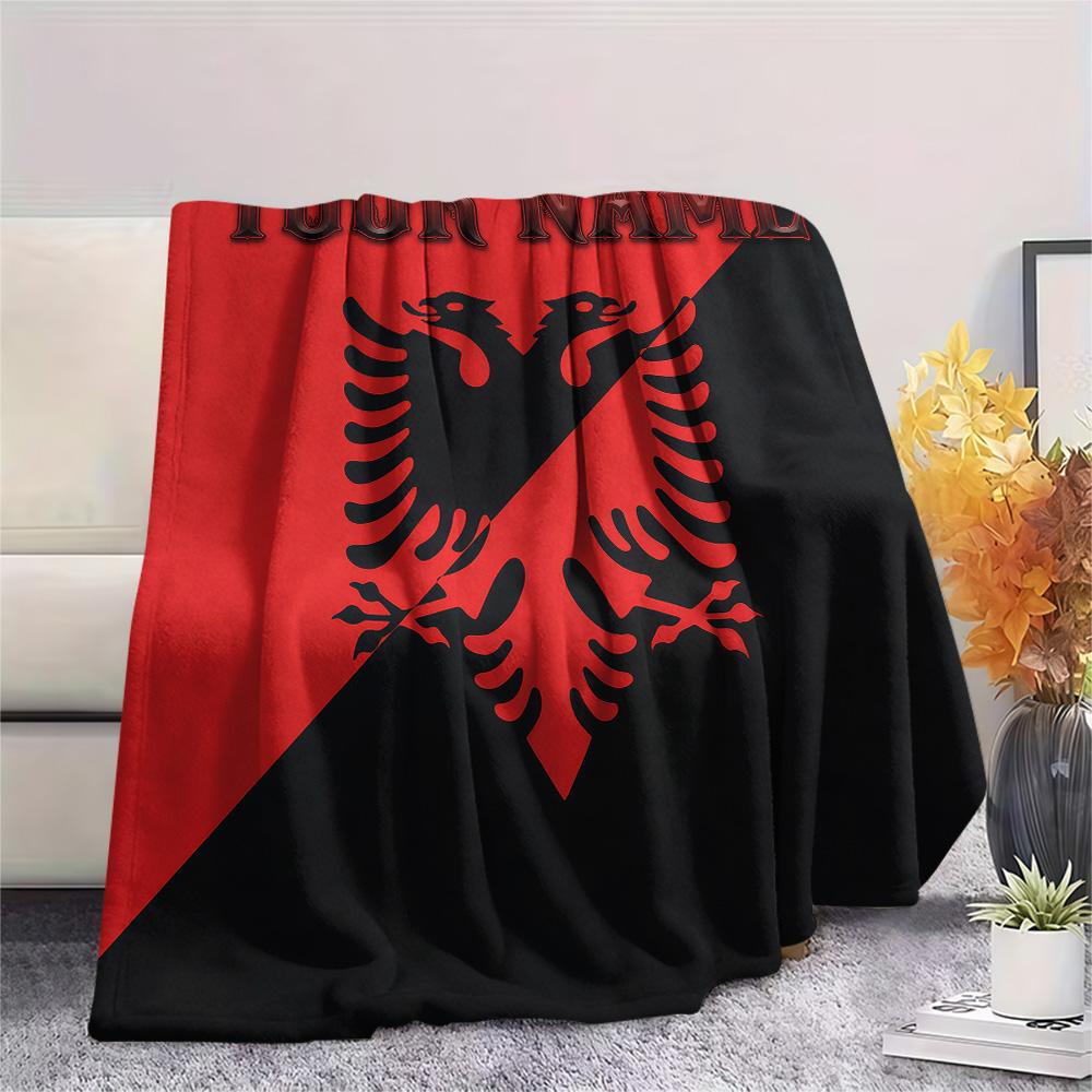 1 Stück Personalisierte Decke mit Muster der Republik Albanien aus Flanell, geeignet für alle Jahreszeiten, für Heimdekoration, Wärme und Komfort, Geschenke, Weihnachtsgeschenk -HE188