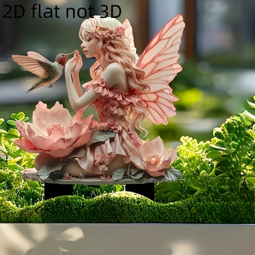 Fata, acrilico piatto 2D, decorazione da giardino, adatto per giardini, patii, prati, feste, regali, Natale, Halloween