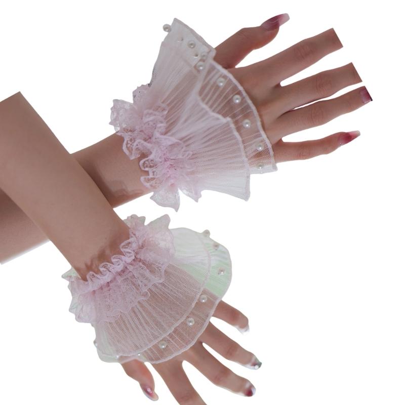 Artificial Pearls Lace Arm Sleeves Faux Cuff Sleeves For Women Photography Wear