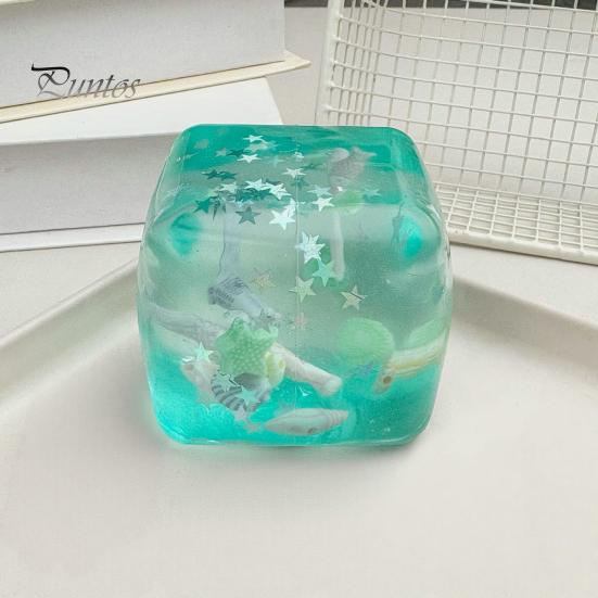 Transparent Lemon Toy Squeeze Toy, Stress Relief Jellyfish Ice Cream Reduction Soft Clear Cube Sensory for Kids Adults Reliever