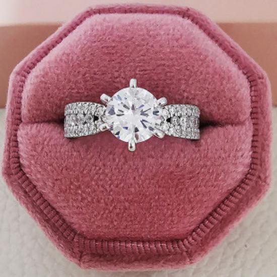 Women's Floral Simulated Diamond Wedding Ring Set with Zirconia