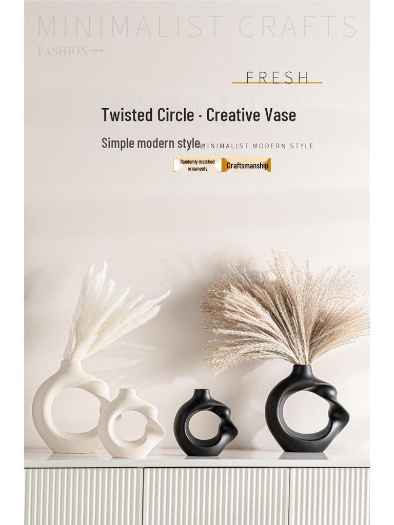 Elegant Ceramic Twisted Flower Vase - Home Decoration Creative Round Pottery Luxury Holder