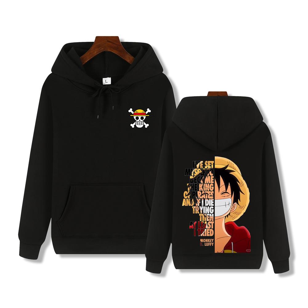 Pánská mikina One Piece vysoké kvality, mikina s potiskem Kapitána Luffyho, podzimní a zimní, silná, hřejivá, základní jednoduchý top