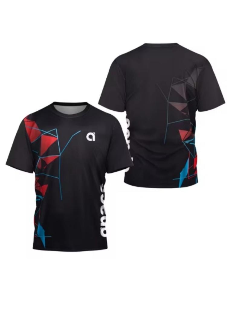 Summer 3D Printed Men's Round Neck Sports T-shirt Badminton Game Quick Drying T-shirt Table Tennis Outdoor Loose Sports Short Sleeve