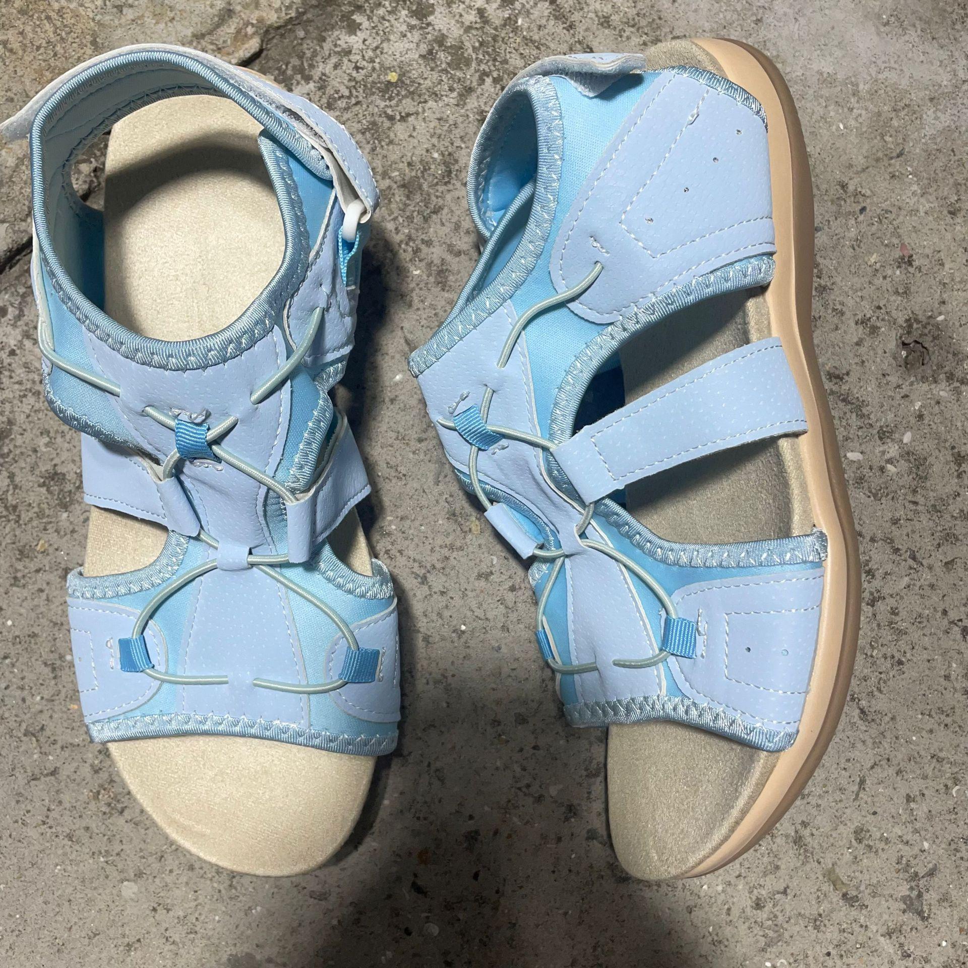 Plus Size Women Sport Sandals Solid Color Hollow Out Summer Casual Lady Sandalias Drawstring Adjustable Comfy Outdoor Beach Shoes Zapatos 41 светло-синий