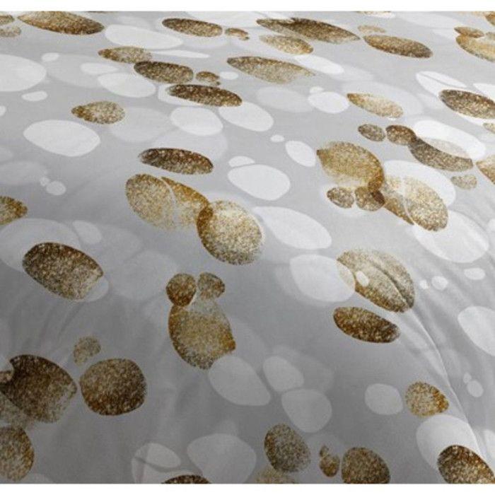 Parure de couette 3P "Louna" 240 x 220 cm Galet Gold Coton Pur - -