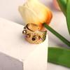 European & American Retro Rhinestone Open Ring: Exaggerated Stainless Steel Fashion Jewelry.