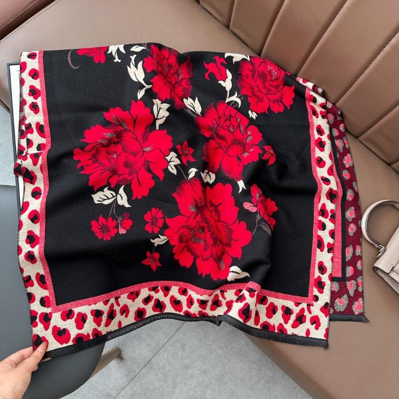 Retro Jacquard Scarf Girl Mother Gift Autumn and Winter Imitation Cashmere Warm Thickened Versatile Scarf Shawl Dual-purpose