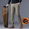 Khaki Black Gray Fleece Men's Corduroy Casual Pants Chenille Thick Stretch Business Trousers Mid-rise Brand Winter Thermal Pants