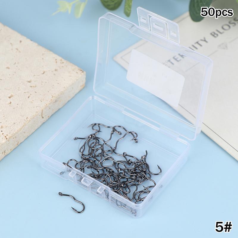 50Pcs Premium Fishing Hooks - Barbed Design For Anti-Slip & Secure Fish Grip | Reliable For Freshwater And Saltwater Hunting