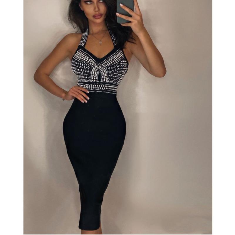 Autumn New Hip-hugging Skirt Halterneck Sleeveless Zipper Tight Sexy Bandage High-waisted Skirt Slimming Dress