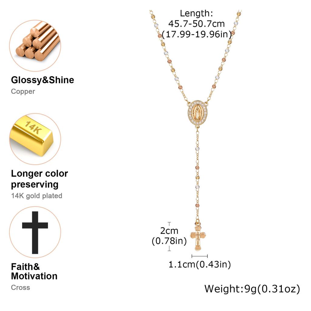 Jungfrau Maria/Hl. Benedikt Rosenkranz Halskette für Frauen, Unsere Liebe Frau von Guadalupe Jesus Kreuz Y Halskette Christlicher Schmuck
