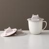 Silicone Cup Lid Cat Design Spill Proof Cup Cover with Tea Bag Slot Heat Resistant Non-Slip Microwave Safe Mug Cover for Coffee Tea Milk Cups