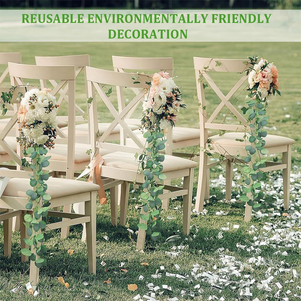 6 Pack Eucalyptus Garland, Artificial Eucalyptus Leaves Table Greenery Garland Wreath Vines Handmade Garlands for Wedding Backdrop Indoor Outdoor