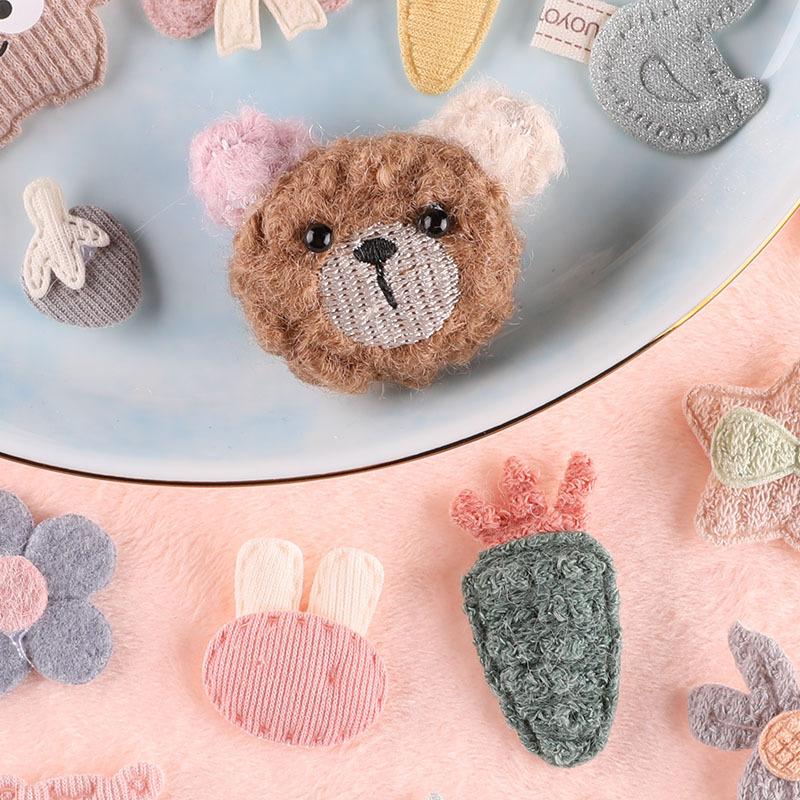 Stoff Aufkleber Dekorative Schmuckstücke Niedlicher Plüschbär Cartoon Haarnadel Lederring Zubehör Brosche Handgemacht DIY Haarschmuck Zubehör