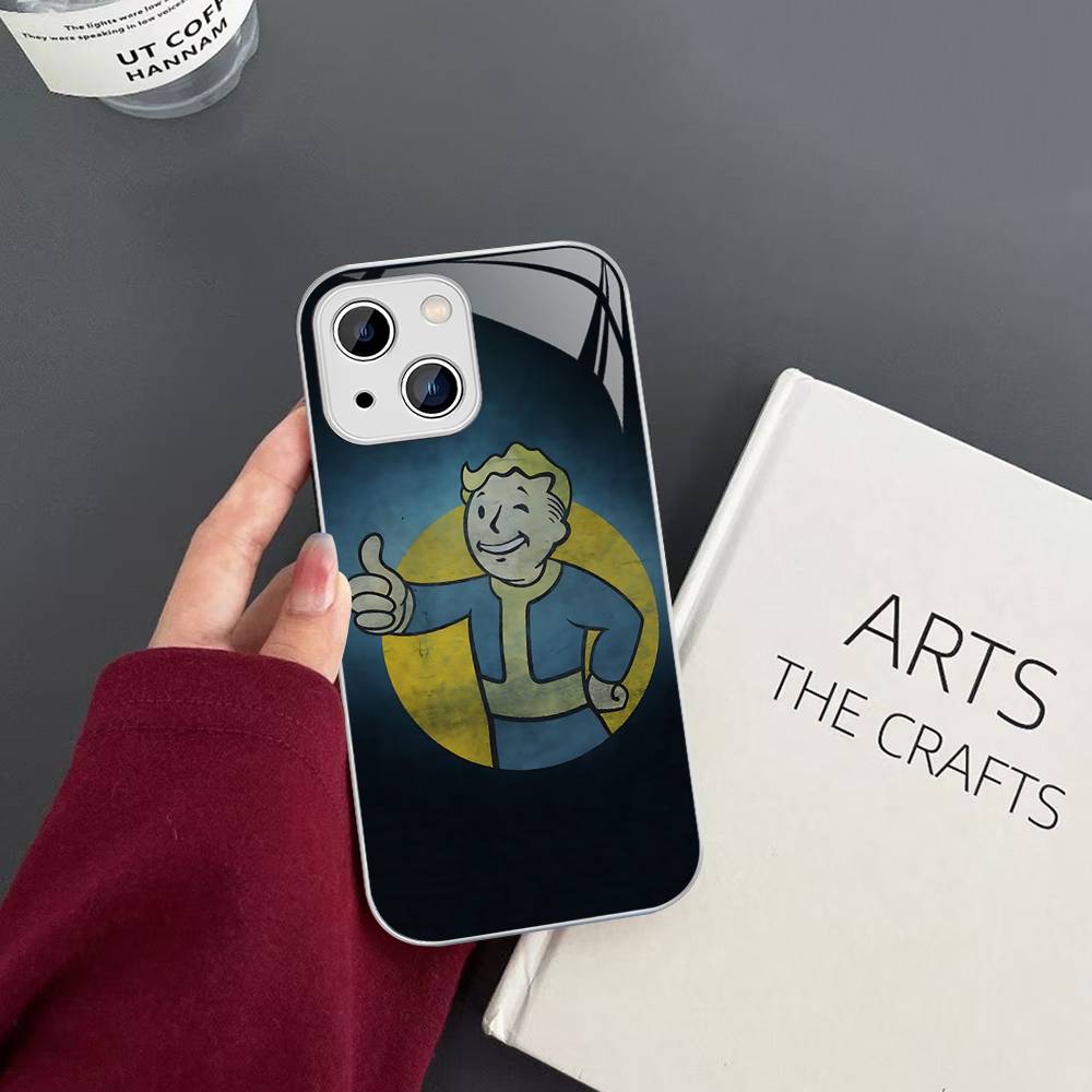 

V-Vault-Tec F-Fallout Logo Tempered Glass For Iphone 14 13 12 11 Pro Mini XS MAX 14Plus X XS XR Fundas iphone 12 pro