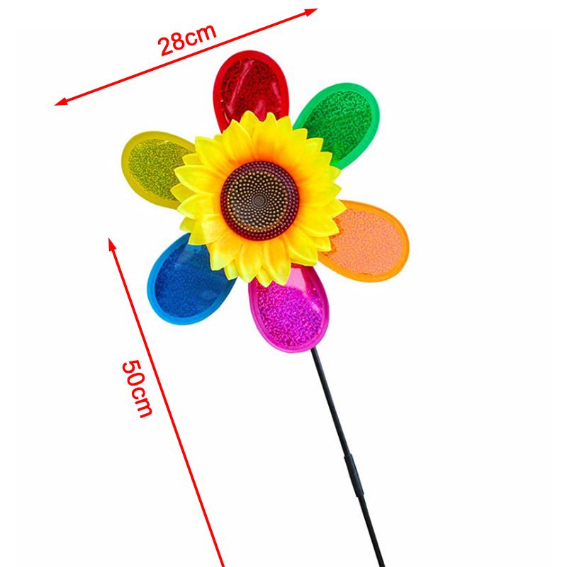 New Colorful Rainbow Sun Flower Spinner Wind Windmill Garden Yard Outdoor Decor