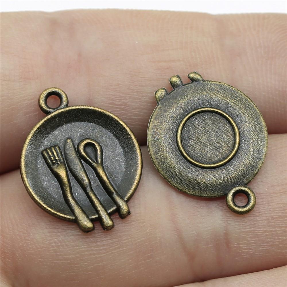 20pcs Tableware Dinnerware Dinner Set Dinner Service Knife Spoon Fork Charms For Jewelry Making DIY Crafts