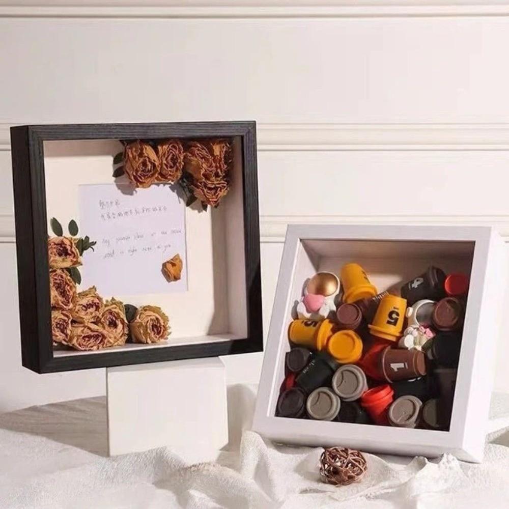 Dřevěné 3D rámečky na obrázky Hloubka 3 cm Ručně vyráběný display box Stojan na vystavování Čtvercový pro vzorky 6/8/10 palců DIY Rámeček na fotky Nástěnná dekorace