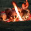 New Skull Ceramic Fireproof Set: 2-Piece Halloween Fire Basin Décor for Indoor & Outdoor Use