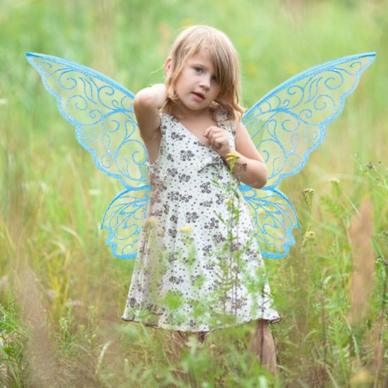 

Fairy Wing for Kids Adults Butterfly Fairy Halloween Costume Glitter Angel Wings Elf Cosplay Accessory for Girls Women золотистий