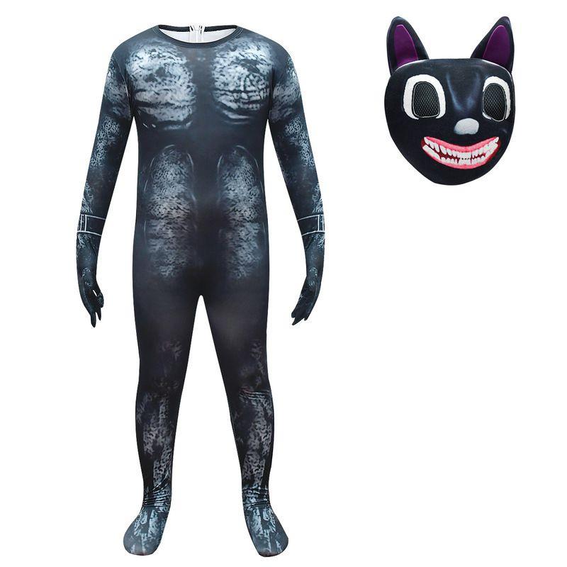 Scary Cartoon Cat Cosplay Costume Suit Halloween Party Clothing Jumpsuit Kid For