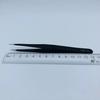 Black ESD Anti-Static Stainless Steel Tweezers Set with Bent Tip for Industrial Repair