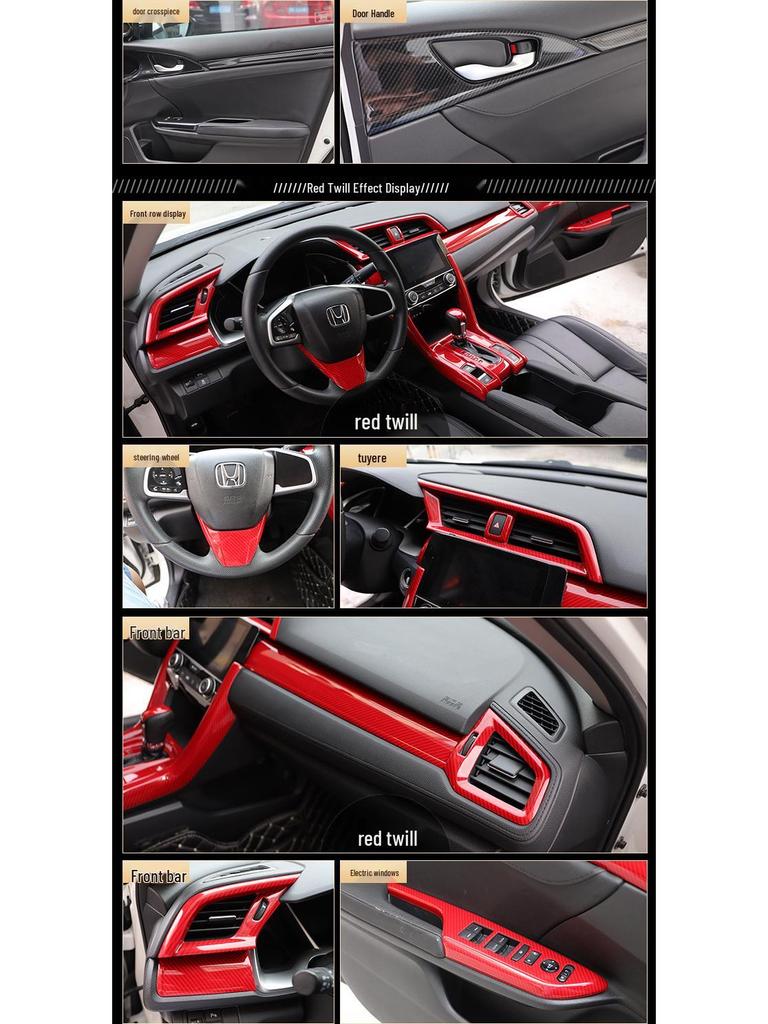 Civic десятого поколения RHD Мод динамика Накладка на кик-панель из углеволокна и Наклейка пыльника рычага переключения передач