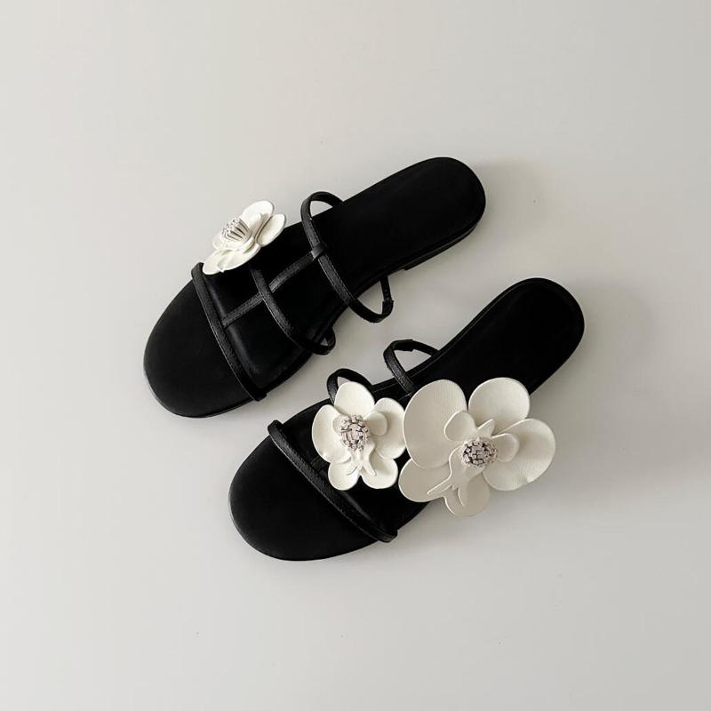 

Fairy Shoes Women s Shoes Sandals Flat One-shoulder Slippers 35 чорний