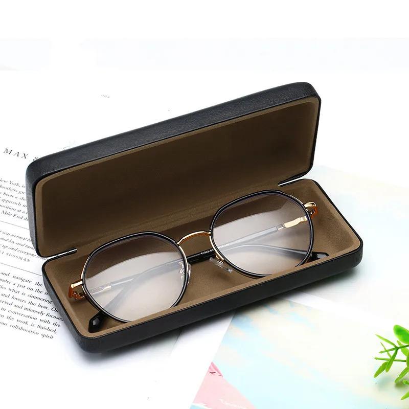 Fashion Simple PU Leather Glasses Metal Square Portable Sunglasses Case Women Men Durable Eyewear Storage Box