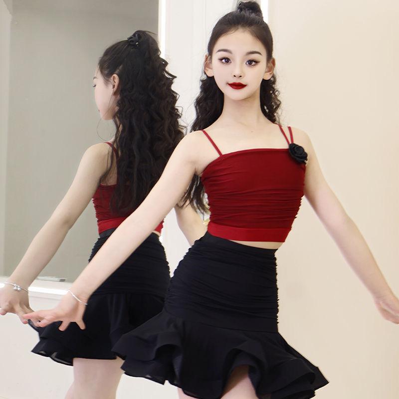 

Red Black Practice Dancewear Girls Ballroom Dresses Classic Women s Suit Line Dance Dress Artistic Skating Dresses Latin Dance 170 червоний